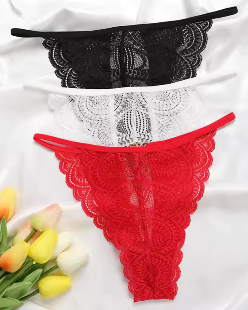 Moonette Kadın 3'lü Dantel String - Tanga TG270041
