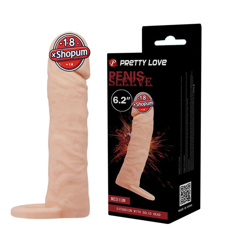 4 cm Dolgulu Realistik Uzatmalı Penis Kılıfı Dildo Ten Rengi Penis