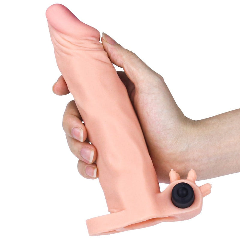 4 cm titreşimli ten penis kılıfı TENDER yan görünüm Moonette