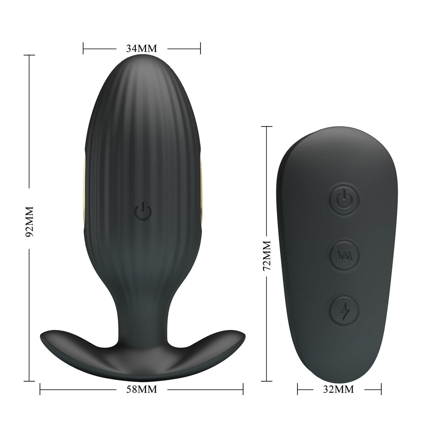 kumandalı şarjlı altın anal plug Kelly alt görünüm Moonette