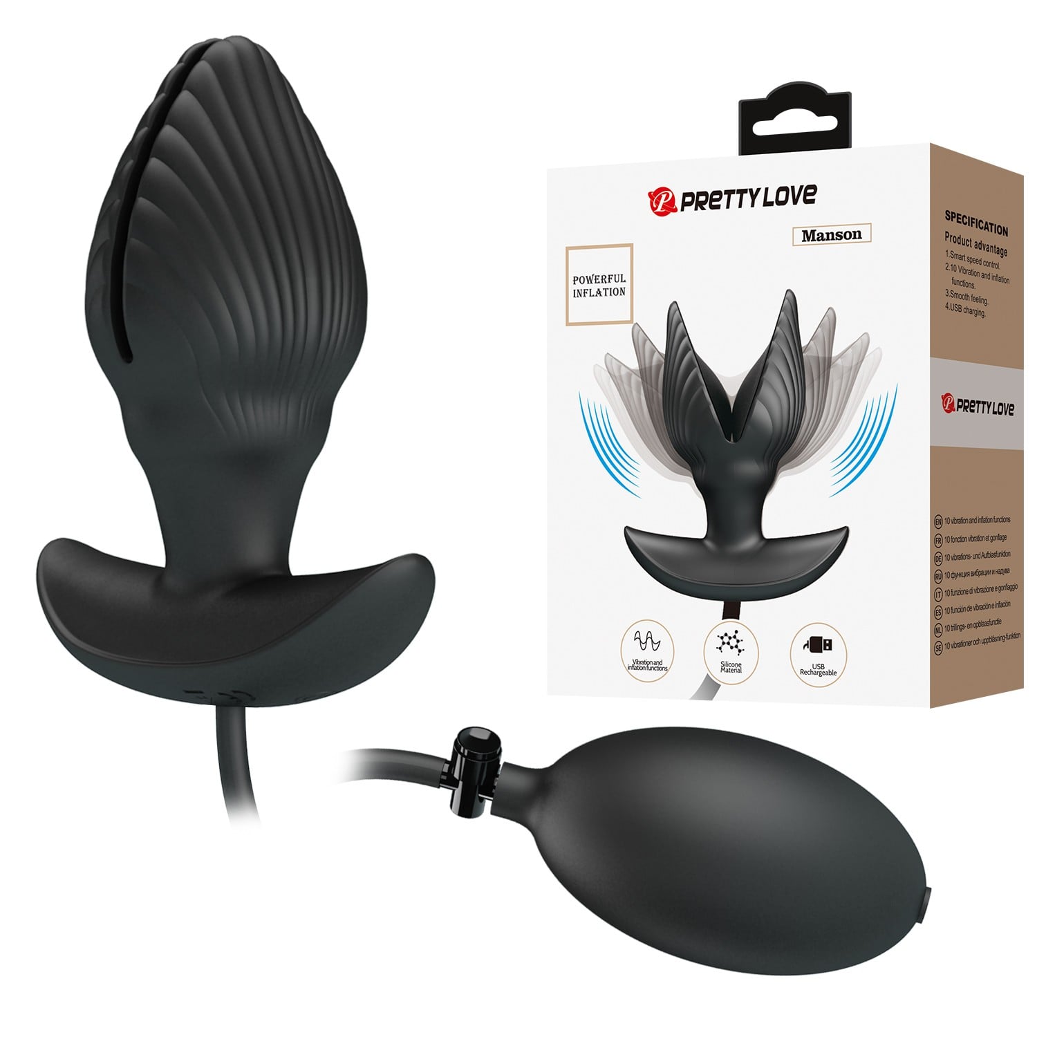 9,6 cm silikon titreşimli şarjlı anal plug Manson Moonette