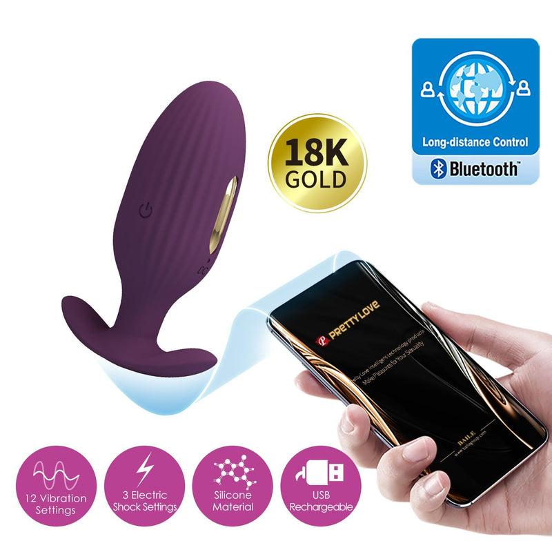 Telefon Kumandalı 12 Titreşim Fonksiyon &amp; 3 Elektro Şoklu Teknolojik Anal Vajinal Vibratör