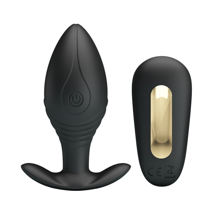silikon 12 fonksiyonlu kumandalı altın anal plug yan görünüm Moonette