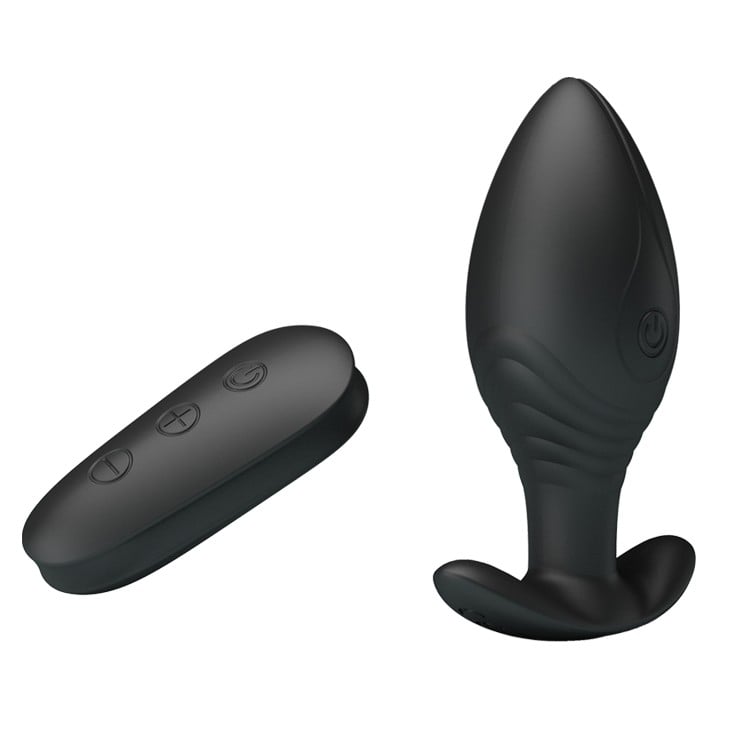 silikon 12 fonksiyonlu kumandalı altın anal plug arka görünüm Moonette