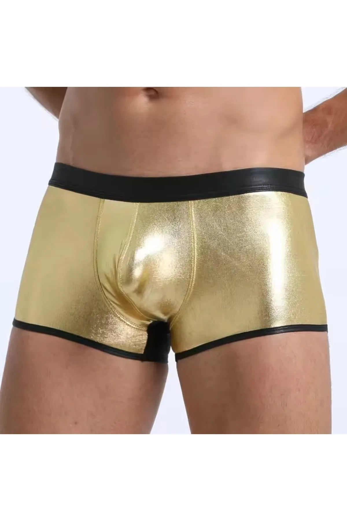 Fantezi Deri Görünümlü Seksi Altın Erkek Boxer - Fantezi Tanga TG274604 | Moonette