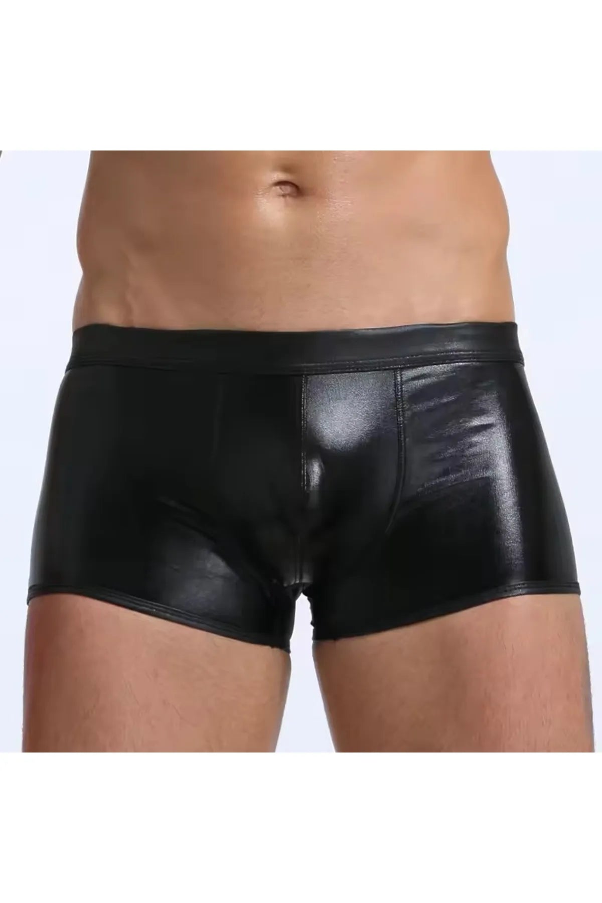 Fantezi Deri Görünümlü Seksi Siyah Erkek Boxer - Fantezi Tanga TG274605 | Moonette