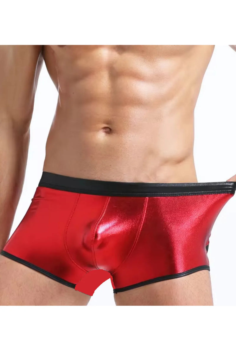 Moonette Fantezi Deri Görünümlü Kırmızı Erkek Boxer Tanga TG274506