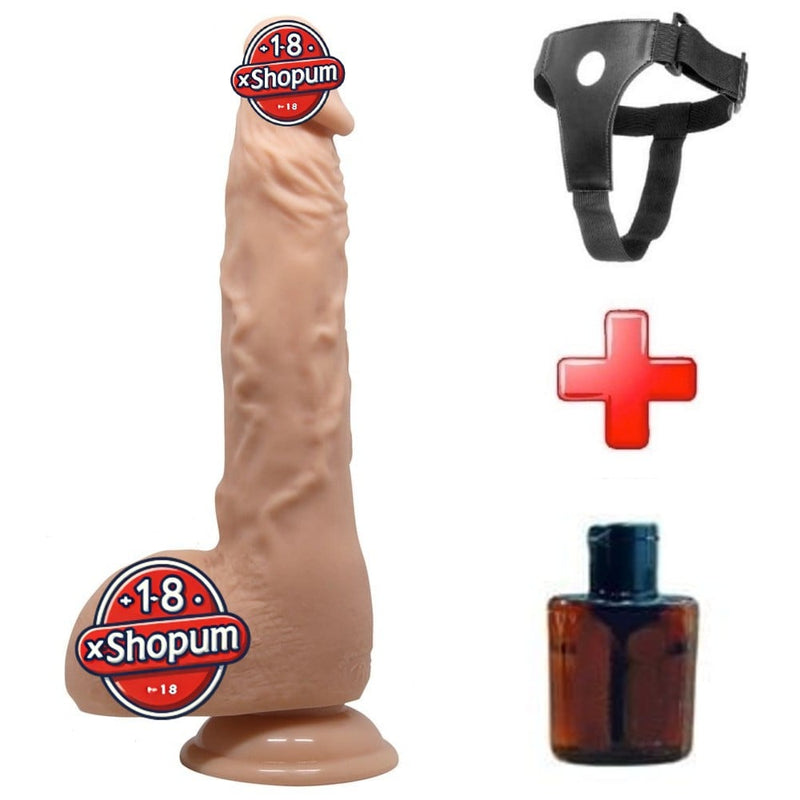 24 cm Belden Bağlamalı Realistik Vantuzlu Dildo Penis - Jason