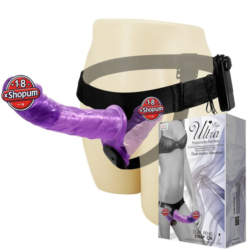 Belden Bağlamalı Çift Taraflı Titreşimli Strapon Dildo