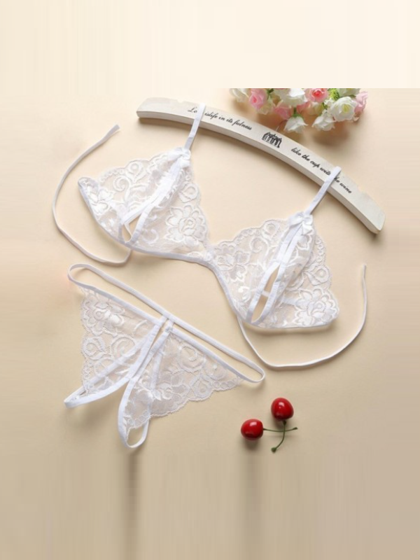 Fantezi Beyaz Dantelli Seksi Sütyen Kilot Takım TG279706 | Moonette