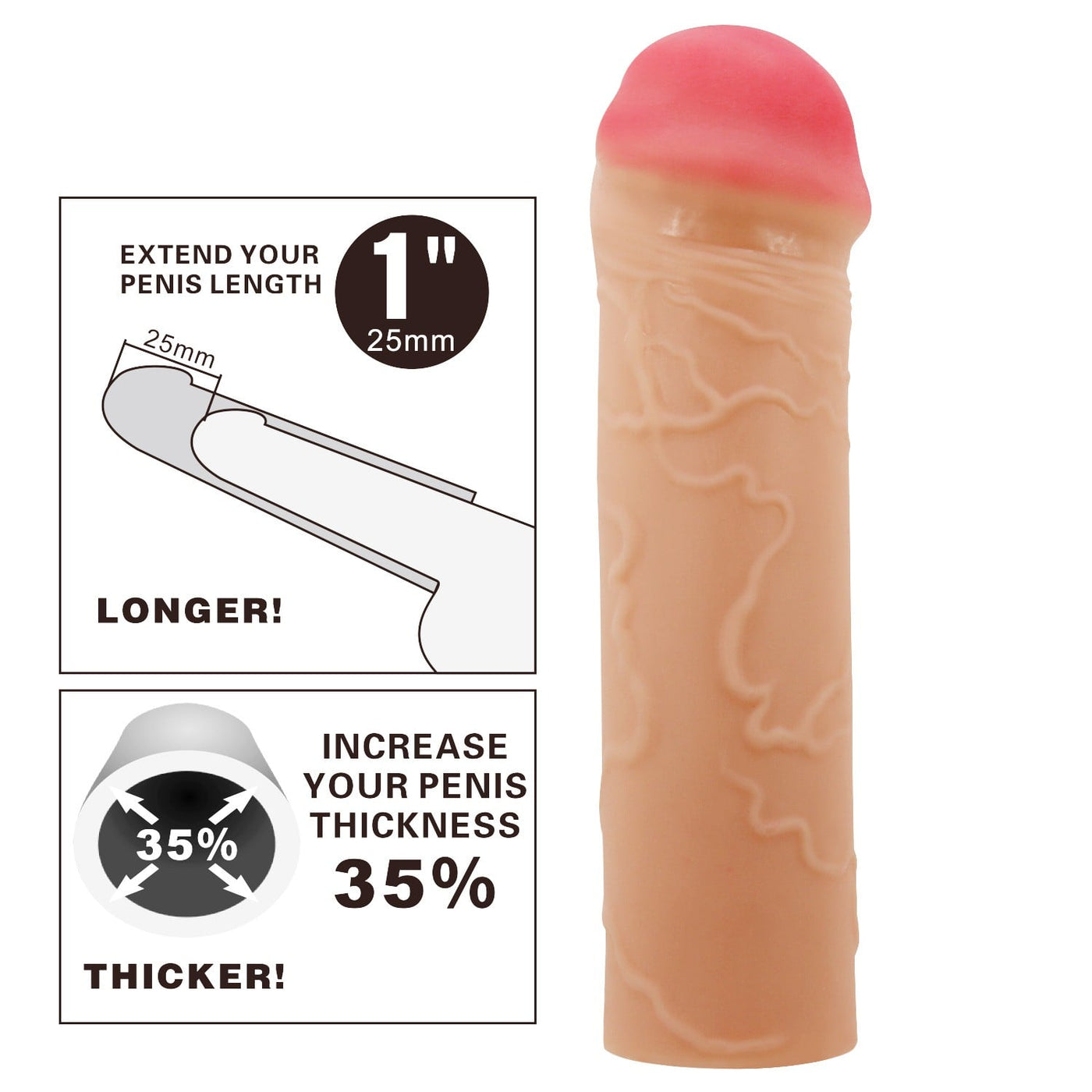 2.5 cm ten penis kılıfı Nile yan görünüm Moonette