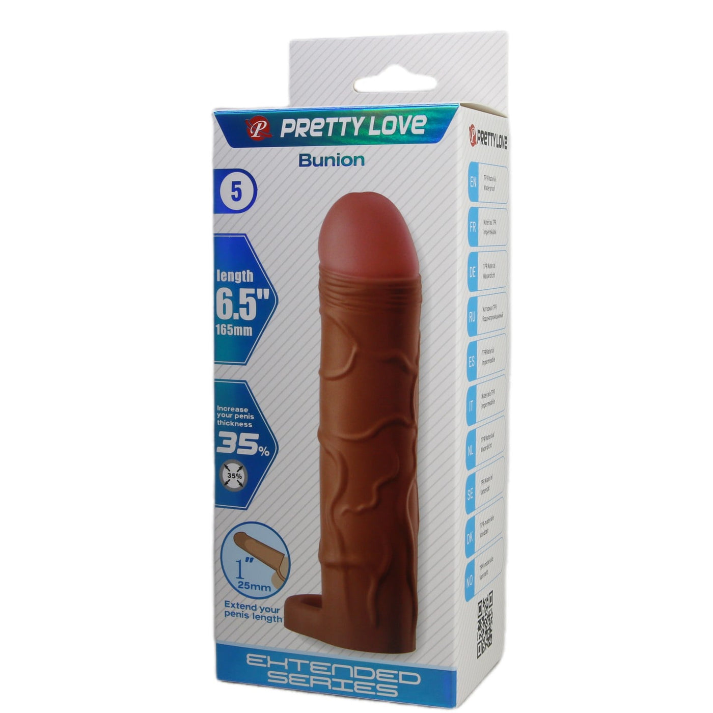2.5 cm halkalı ten penis kılıfı Bunion ambalaj görünümü extended Moonette