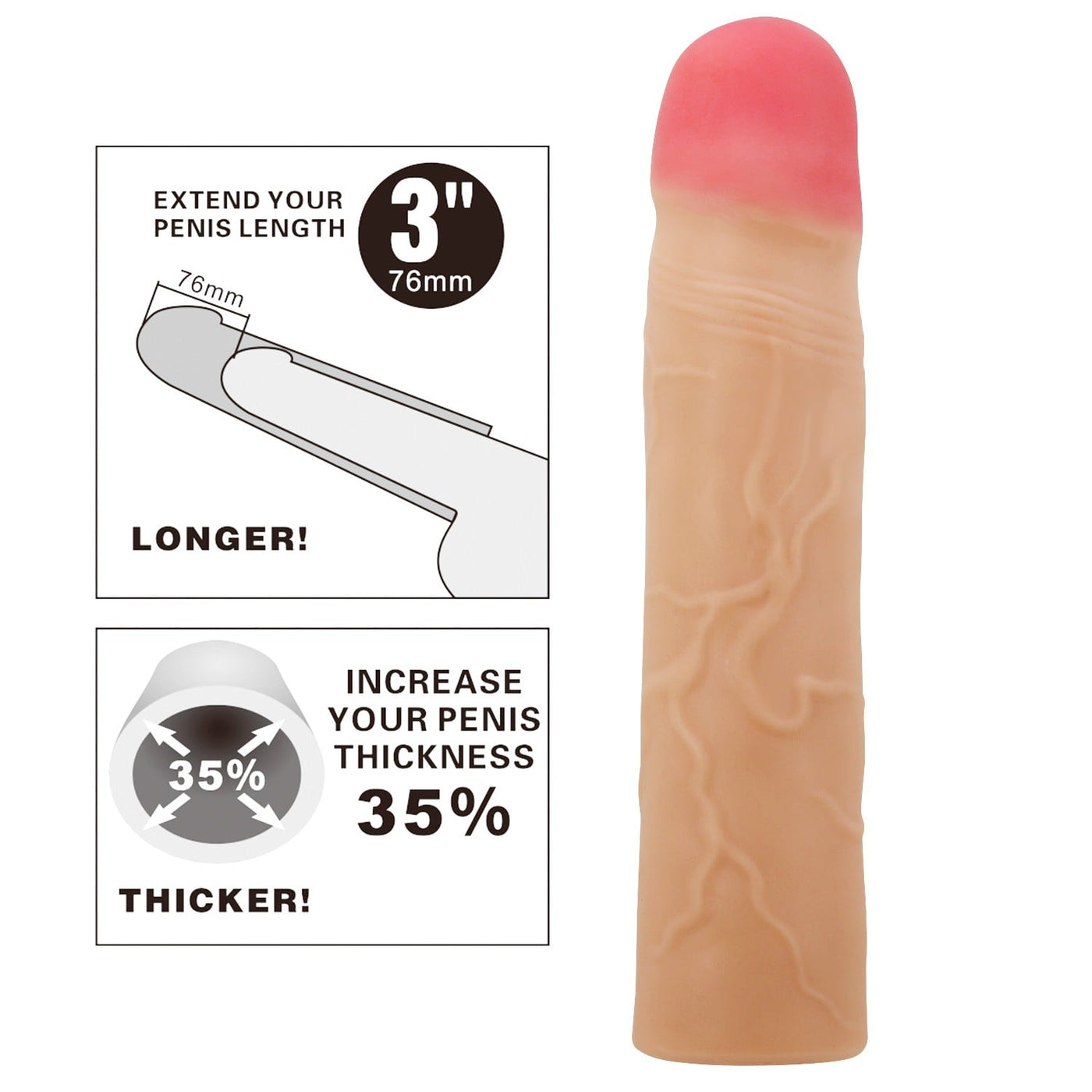 7.6 cm ten penis kılıfı Kylian yan görünüm Moonette