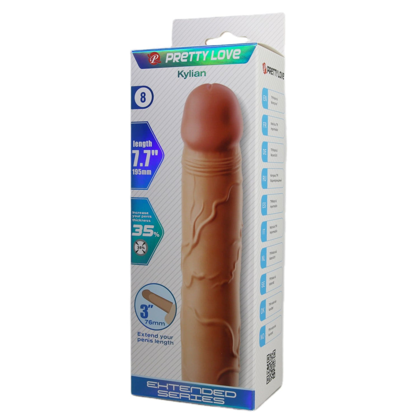 7.6 cm ten penis kılıfı Kylian ambalaj görünümü Moonette