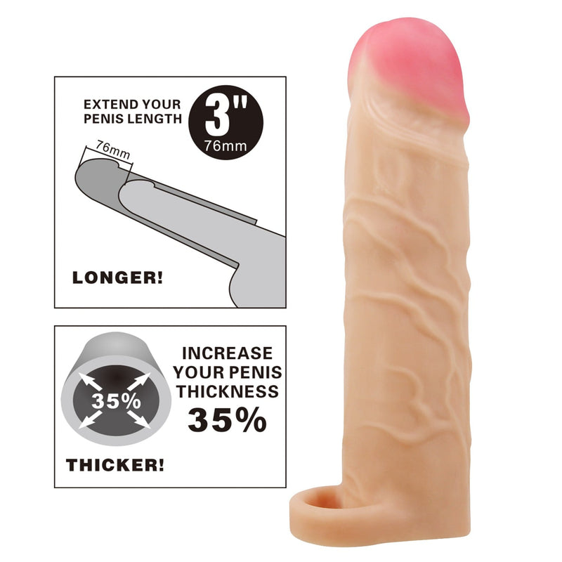 7.6 cm halkalı ten penis kılıfı Gerd yan görünüm extended Moonette