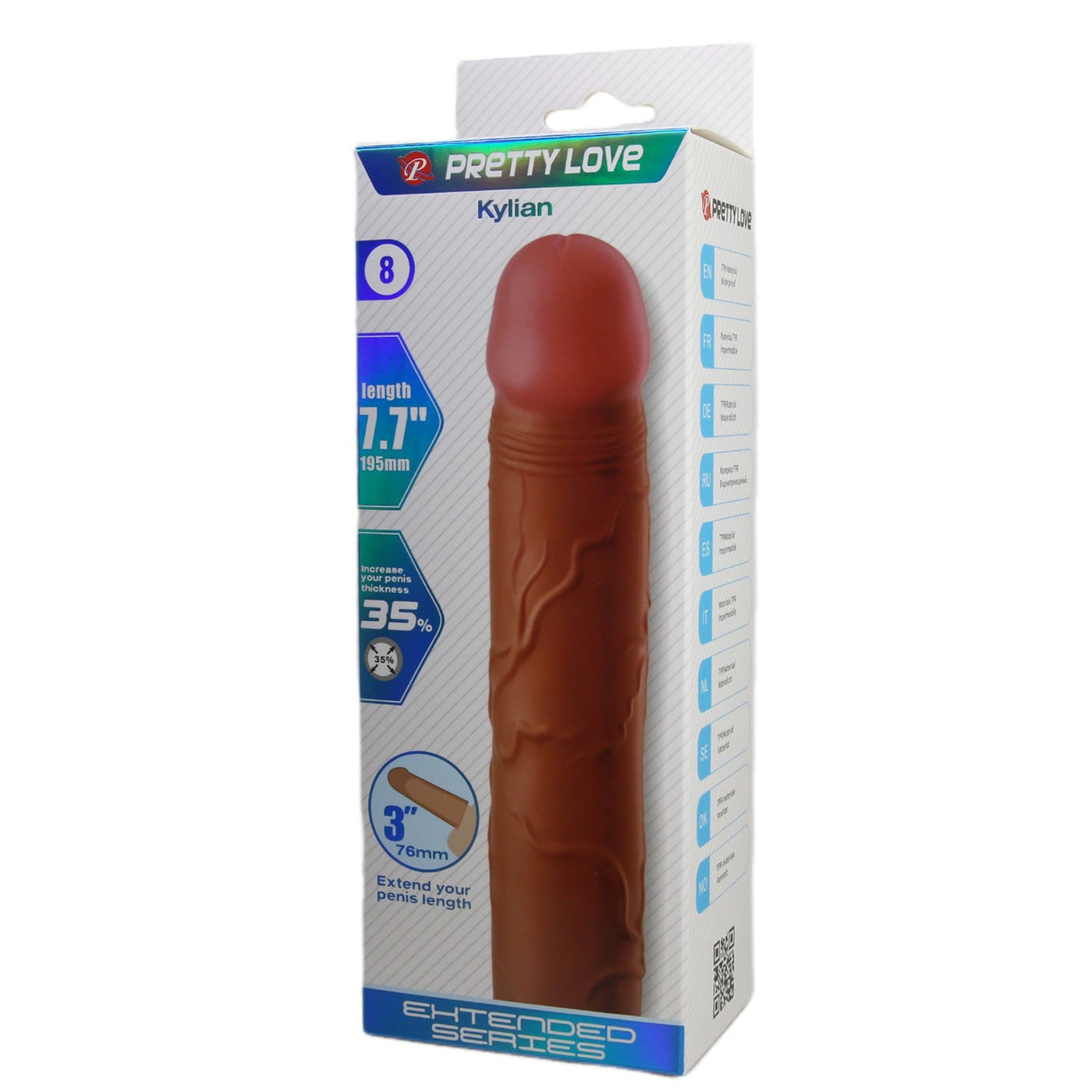 7.6 cm ten penis kılıfı Kylian ambalaj görünümü extended Moonette