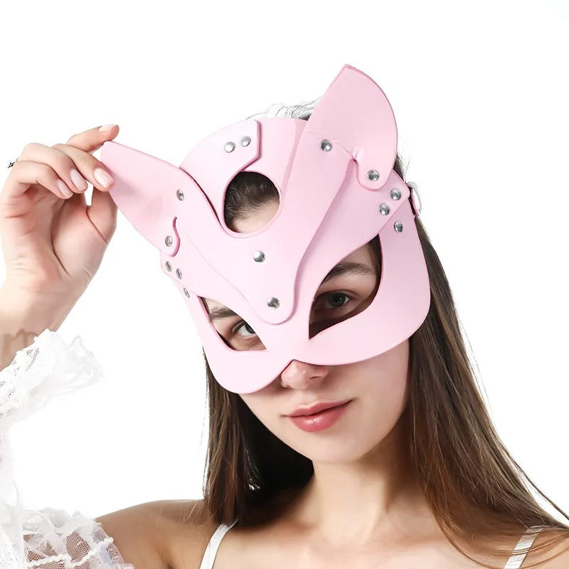 Moonette Fantezi Deri Seksi Pembe Kedi Maskesi TG275372