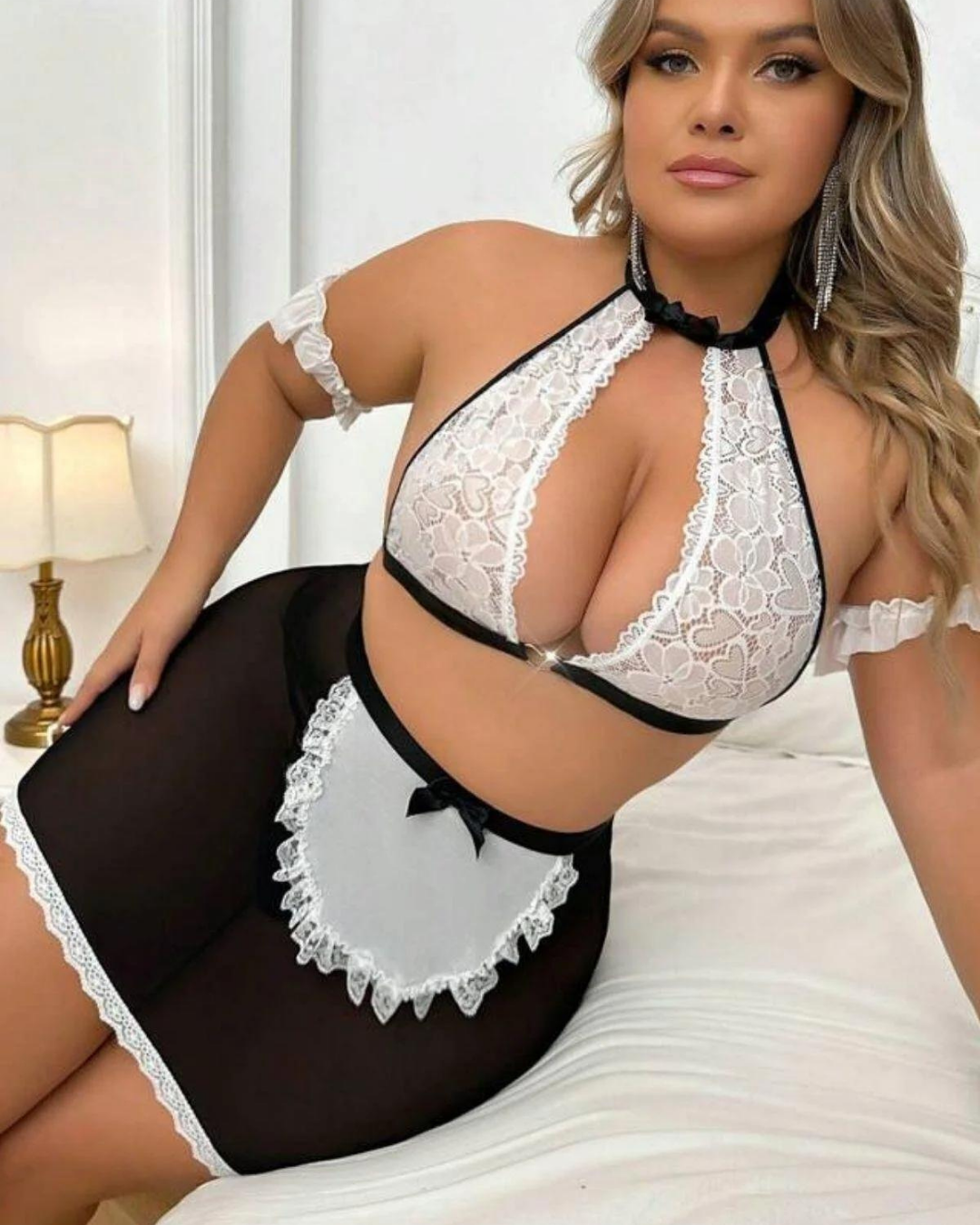 Büyük Beden Fantazi Seksi Halkalı Dantelli Babydol Gecelik TG279235-B | Moonette