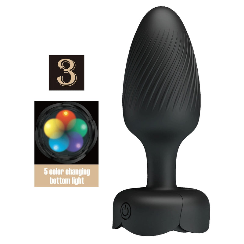 silikon 10 fonksiyonlu titreşimli anal plug yan görünüm usb Moonette