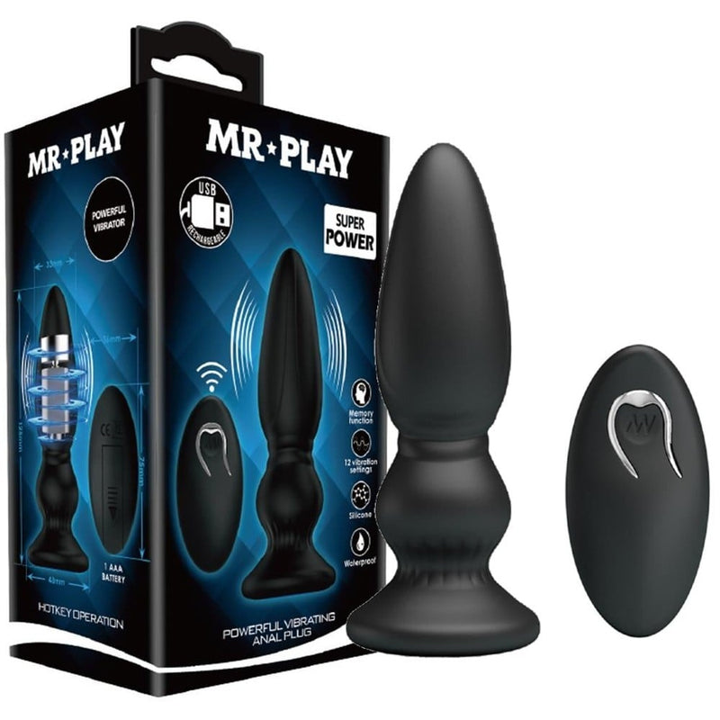USB Şarjlı 12 Titreşim Modlu Uzaktan Kumandalı Vibratör &amp; Boğumlu Anal Plug