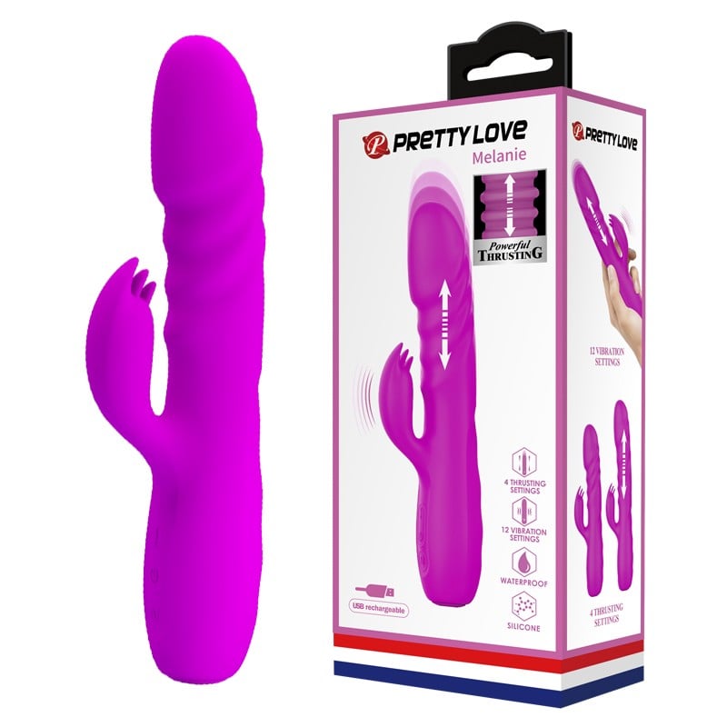USB Şarjlı 12 Titreşim ve 4 İleri Geri Hareket Fonksiyonlu Rabbit Vibratör - Melanie