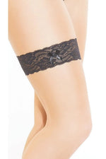 Fantezi Seksi Dantelli Fiyonklu Siyah Bacak Bandı TG270436 | Moonette