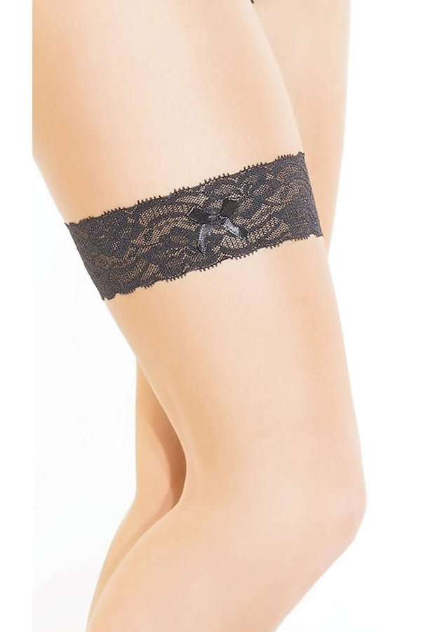 Fantezi Seksi Dantelli Fiyonklu Siyah Bacak Bandı TG270436 | Moonette