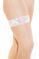 Fantezi Seksi Dantelli Fiyonklu Beyaz Bacak Bandı TG270437 | Moonette